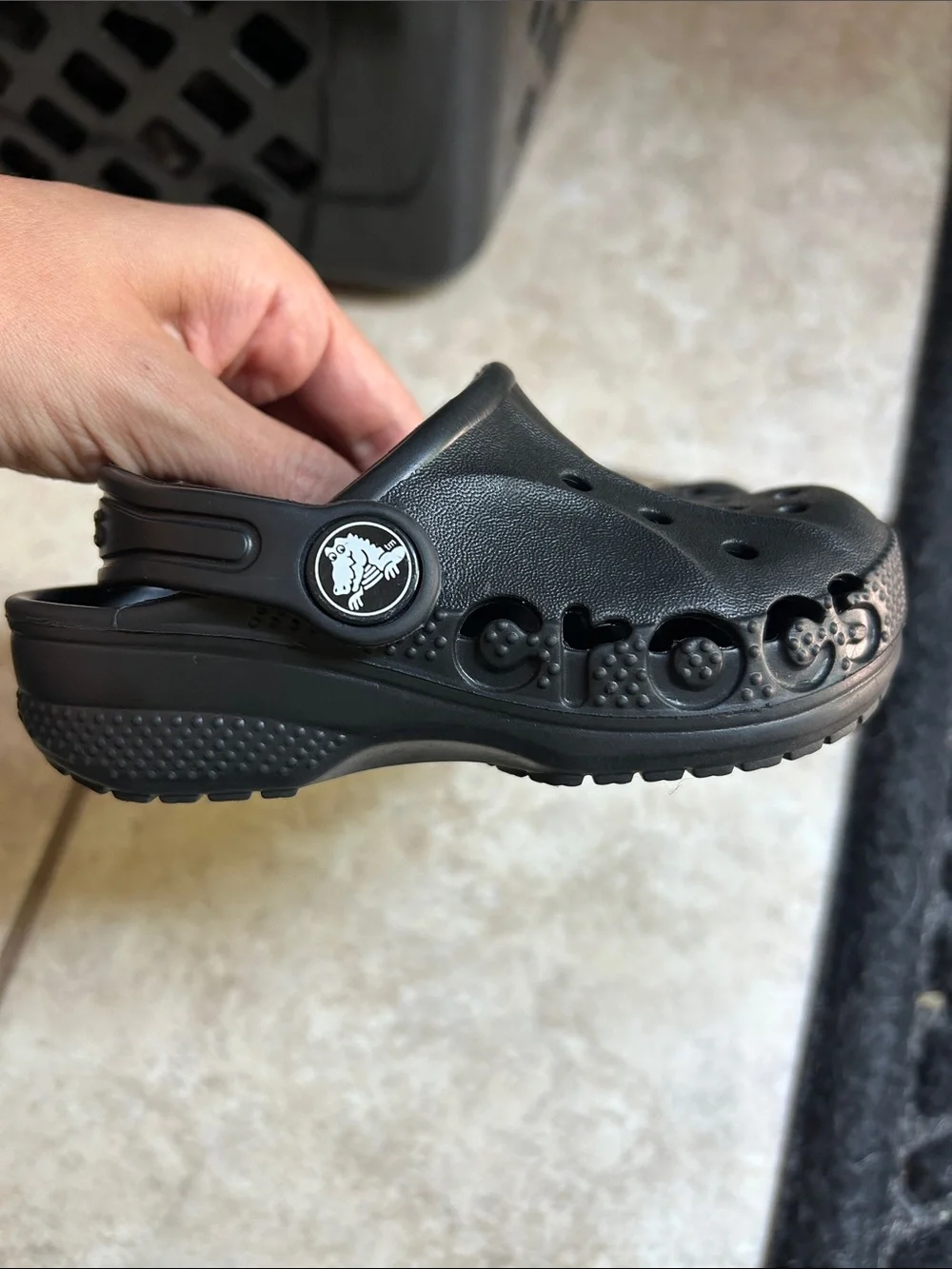 CROCS Kids Black and Navy Classic Clogs with Jibbitz